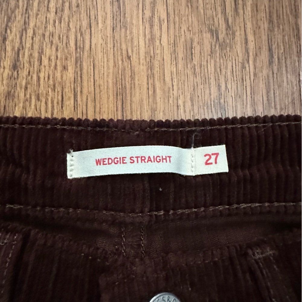 Levi's Brown Straight Leg Corduroy Pants WEDGIE size 27 100% cotton fall season - Picture 4 of 6